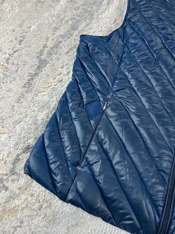 Vintage Ralph Lauren Women Navy Diamon Pattern Puffer Vest Hooded Full Zip Jacke – photo 3